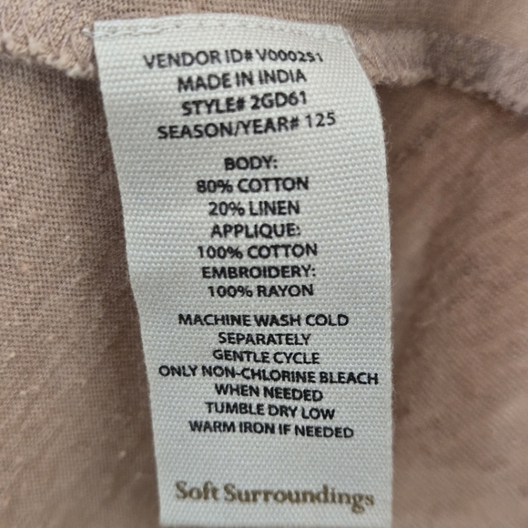 Soft Surroundings Alva Embroidered Knit Top Boho Balloon Sleeve Button Front L - Picture 10 of 13